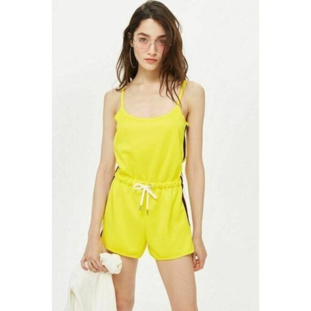 TOPSHOP Romper Yellow Playsuit Side Stripe Summer Romper SZ 8 US NEW